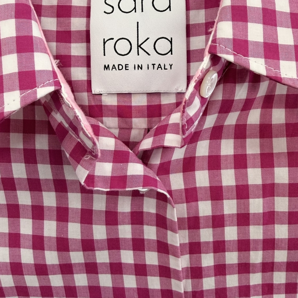 Sara RokaCamp Summer Tiered Gingham Shirt Dress - Picture 3 of 4